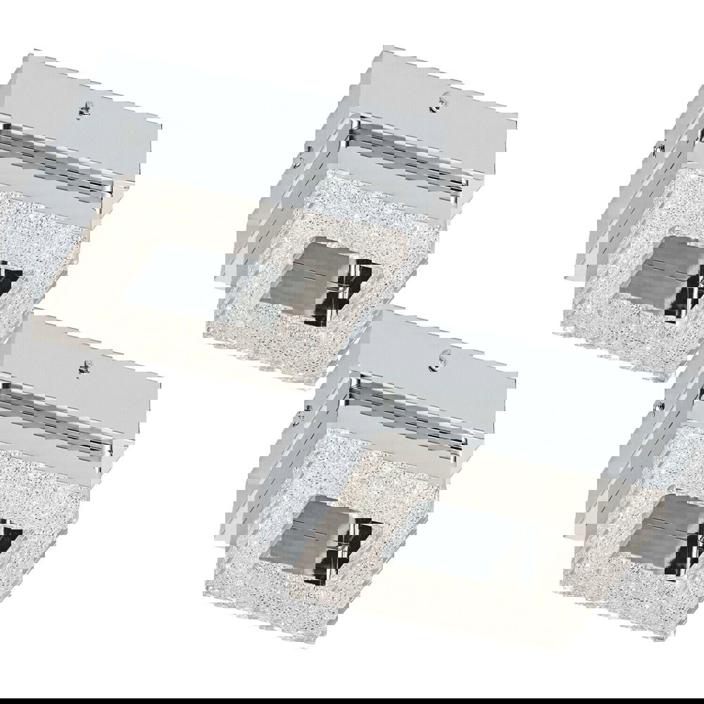 2 PACK Wall Flush Ceiling Light Chrome Shade Chrome Clear Plastic Crystal LED 4W Loops