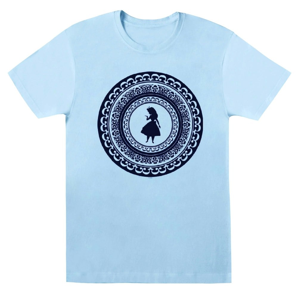 Disney Womens/Ladies Alice In Wonderland Circle Cotton Boyfriend T-Shirt - Baby Blue