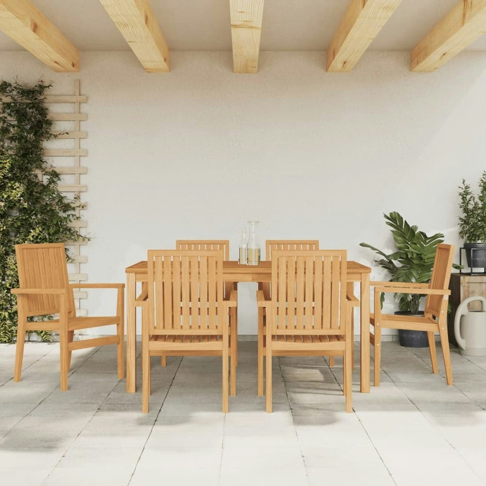 Berkfield Stackable Garden Chairs 6 pcs 56.5x57.5x91 cm Solid Wood Teak