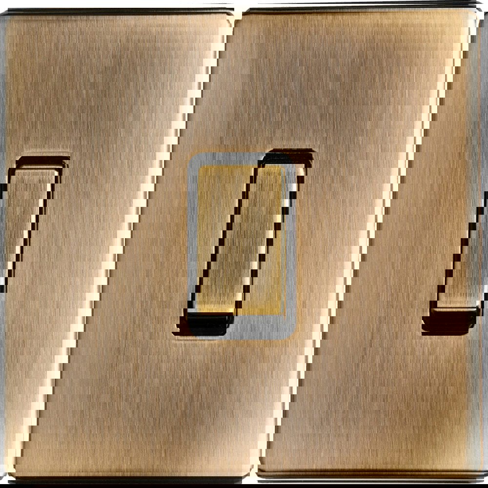 1 Gang Single SCREWLESS 20A Switch ANTIQUE BRASS & BLACK 3mm Slim Metal Plate