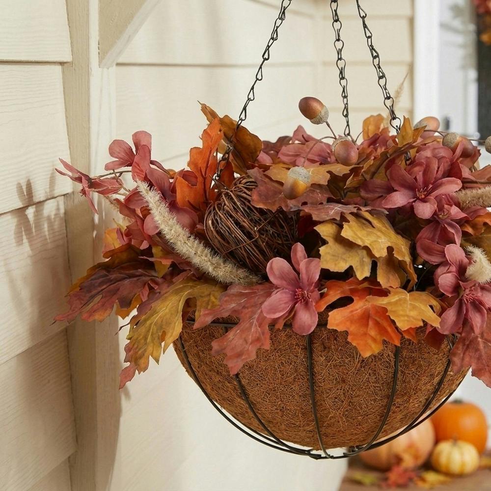 Garden Greatness Autumnal Fall Bloom Hanging Basket Arrangement