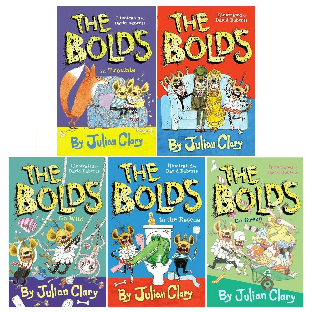 Julian Clary The Bolds 5 Book Set The Bolds, Go Green, To The Rescue, Go Wild, In Trouble