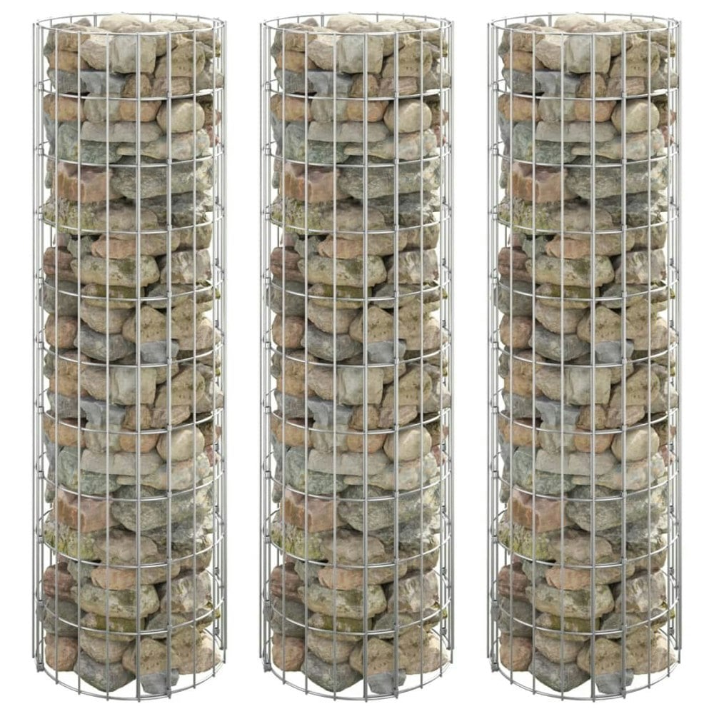 Berkfield Circular Gabion Raised Beds 3 pcs Galvanised Steel 30x100 cm