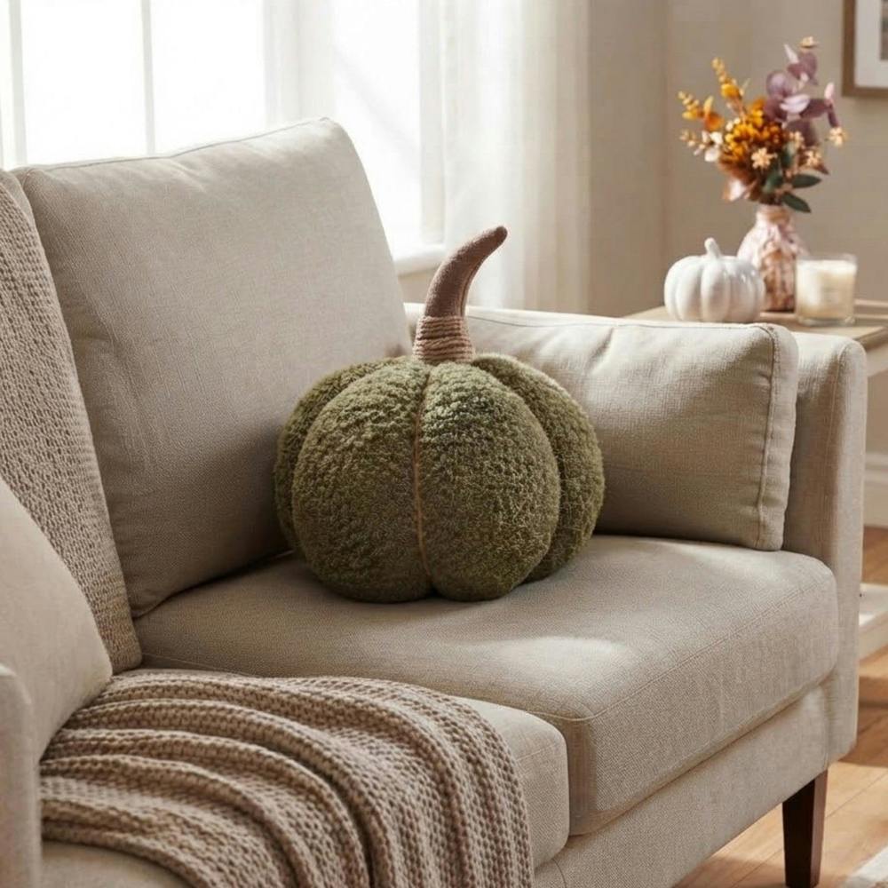 Garden Greatness XL Sage Plush Textured Pumpkin Decoration