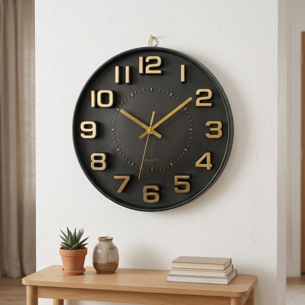 Garden Greatness Contemporary Black & Gold Wall Clock