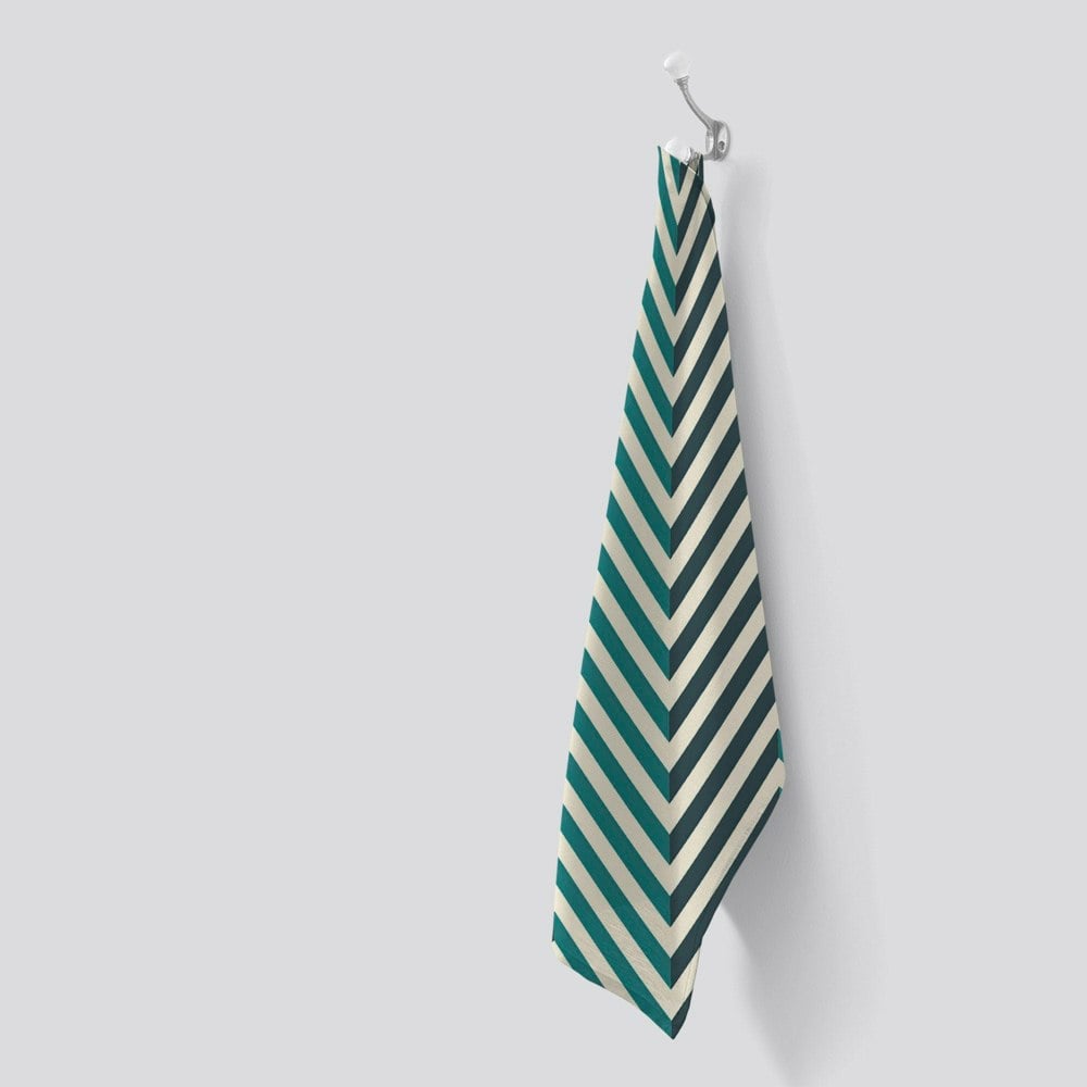 Warren Reed Geometric Herringbone Chevron Blues Tea Towel