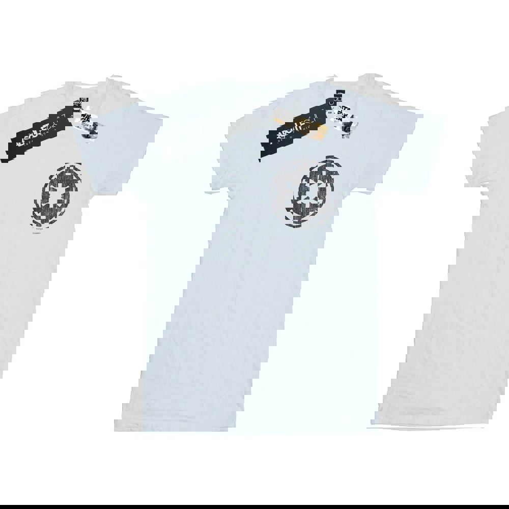 Star Wars Mens The Mandalorian Galactic Empire Insignia Breast Print T-Shirt - White