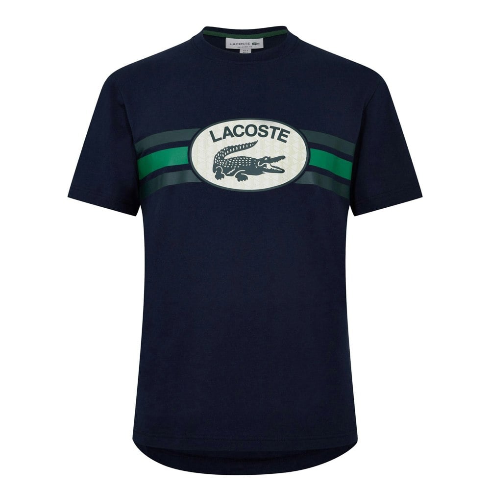 Lacoste Mens Monogram Cotton T-Shirt - Blue