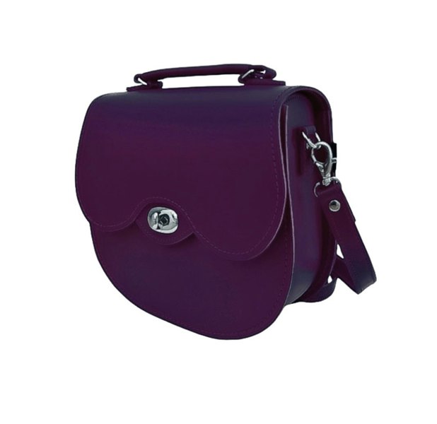 Zatchels Handmade Leather Twist Lock Saddle Bag - Purple