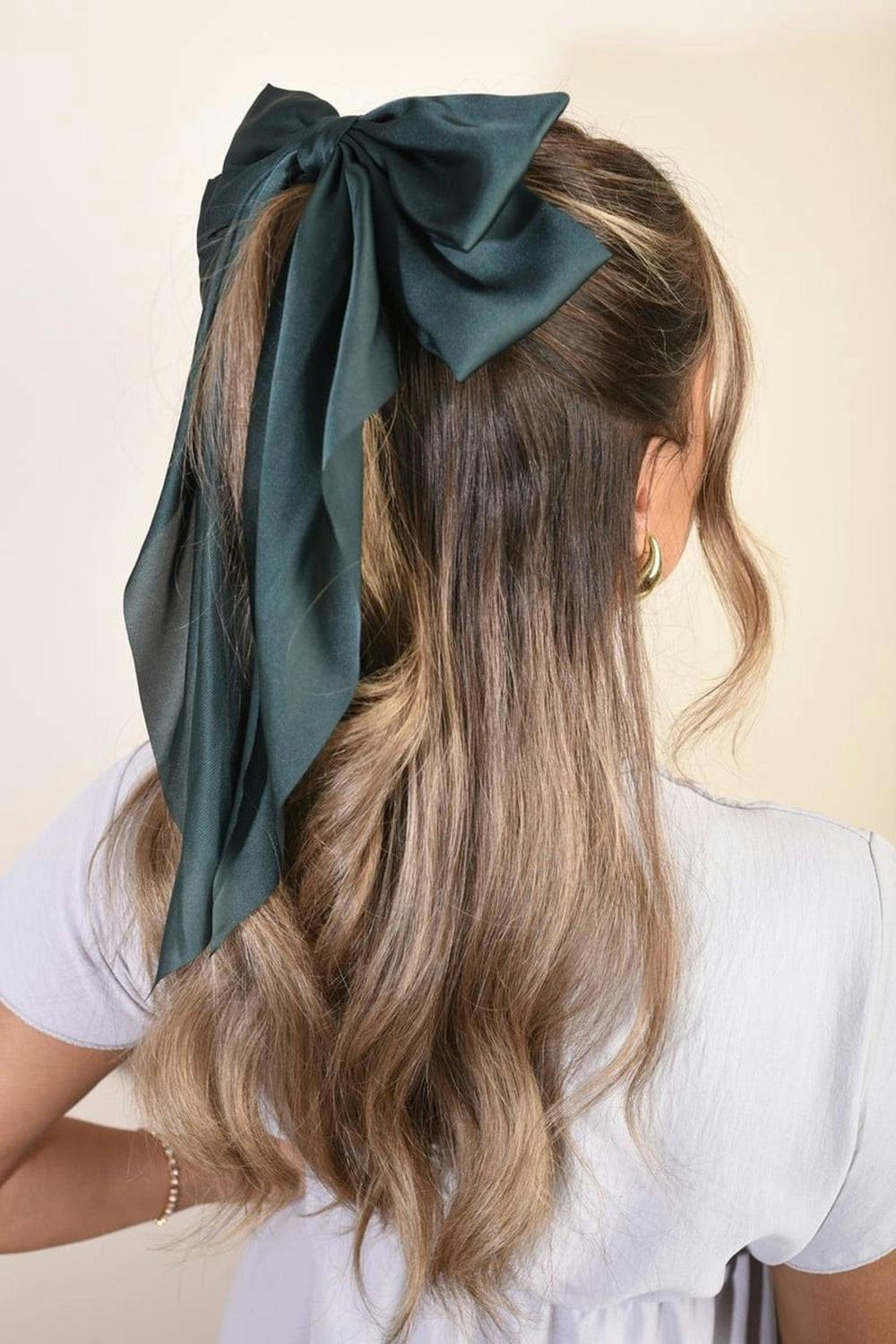 Winona Elegant Big Bow Hair Clips - Green