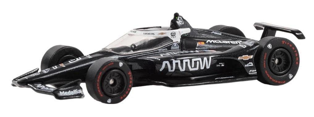a black toy car with white text