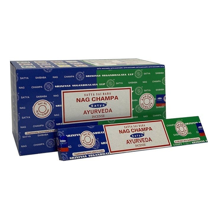 Serano Set of 12 Packets of Combo Satya Incense - Nag Champa Ayurveda