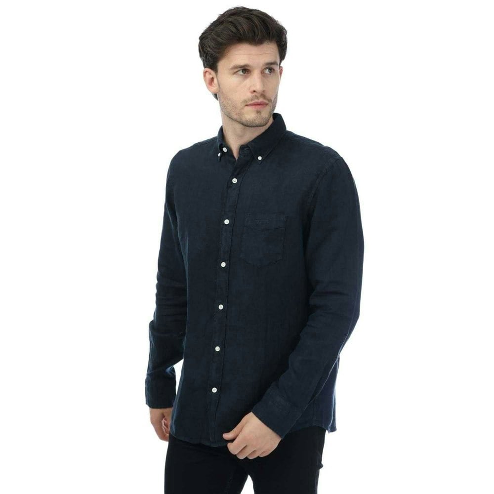 Gant Mens Linen Regular Shirt - Navy