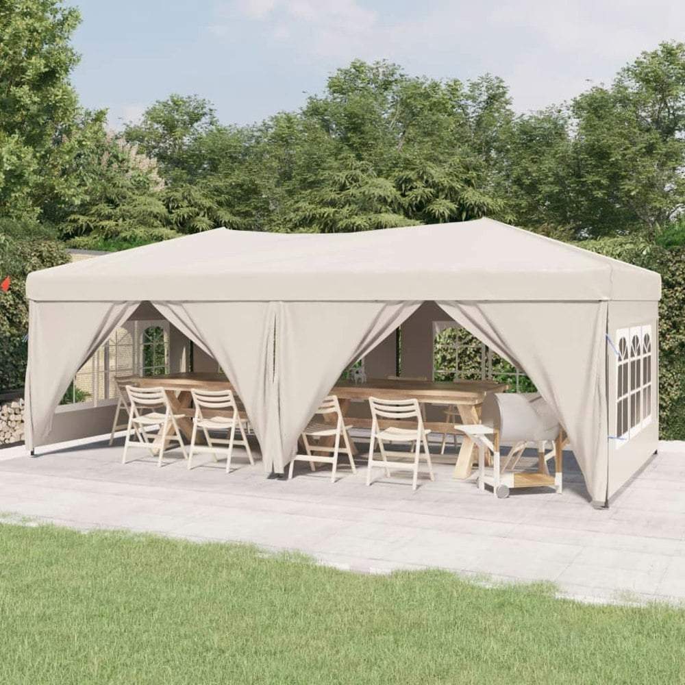 Berkfield Folding Party Tent with Sidewalls Cream 3x6 m