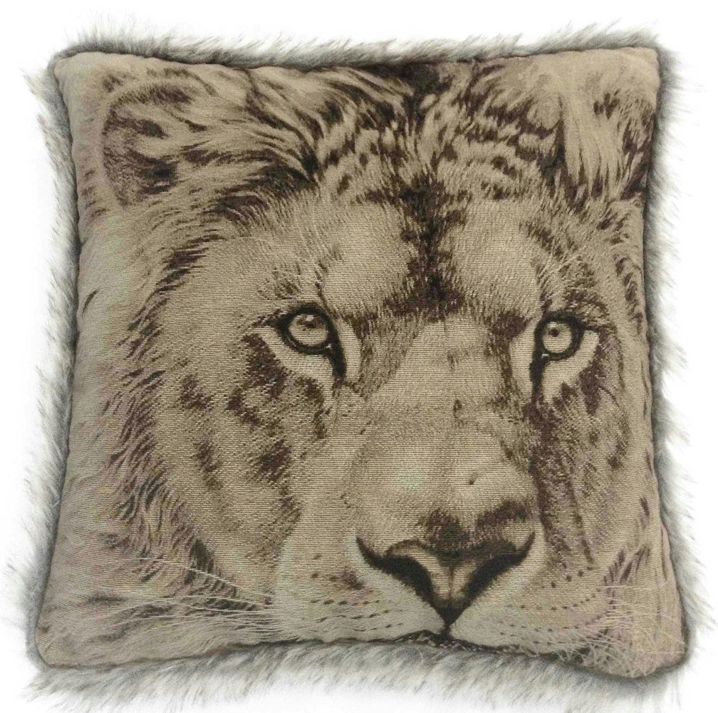 Intimates Fur Trim Edge Animal Cushion - 43cm x 43cm