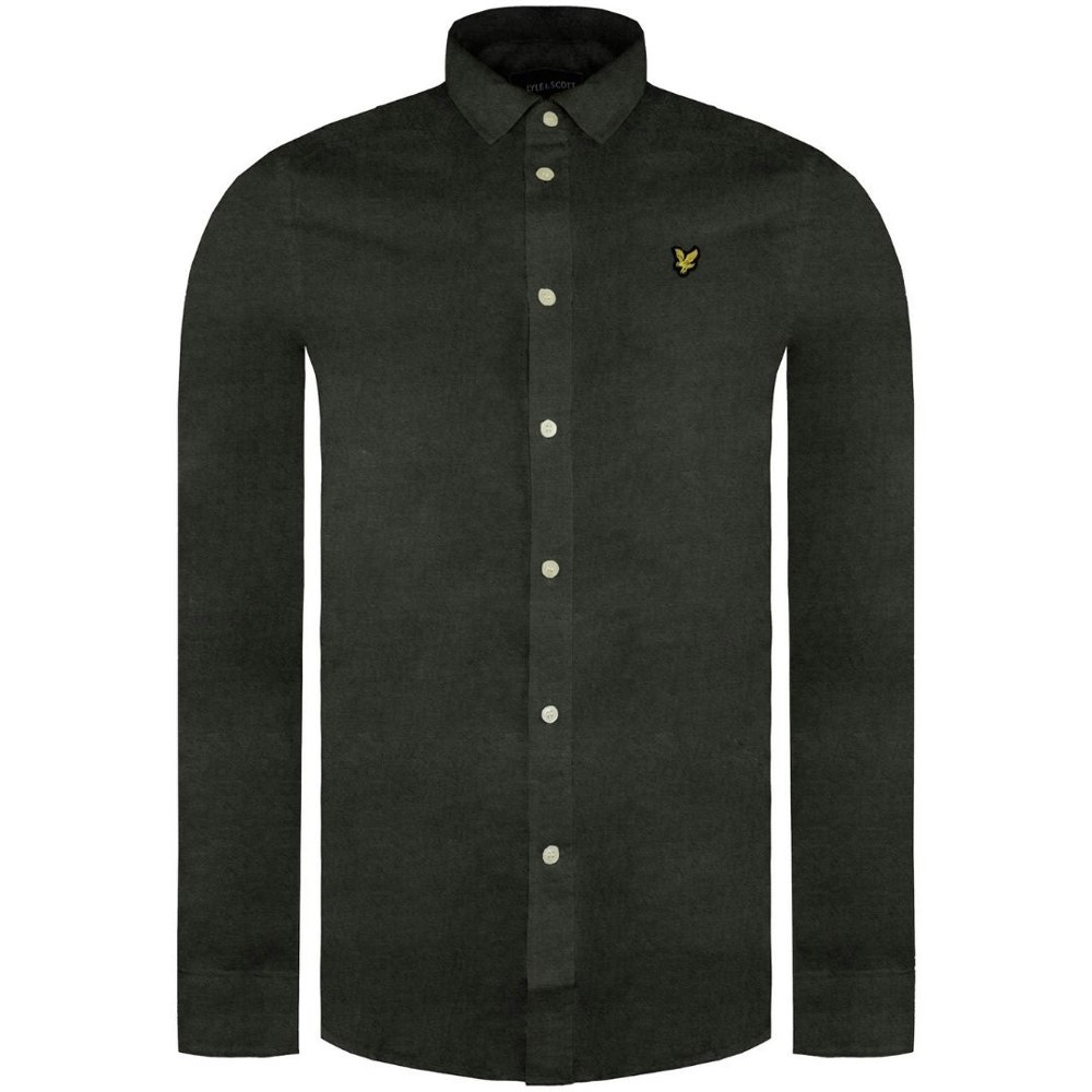 Lyle & Scott Long Sleeve Multi Yarn Brushed Cotton Trek Green Shirt S