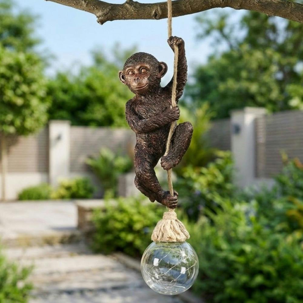Garden Greatness Hanging Monkey Rope Solar Light