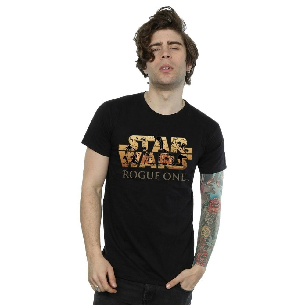 Star Wars Mens Rogue One Logo Scene T-Shirt - Black