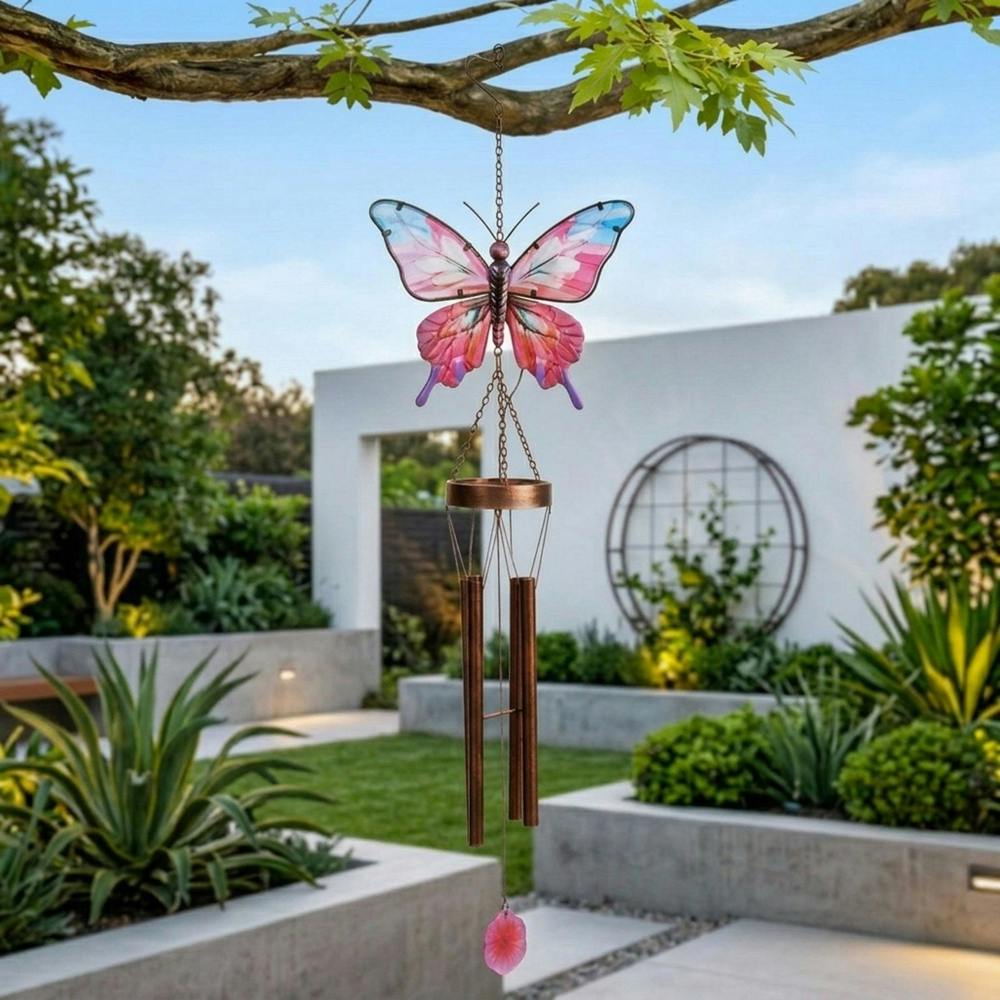 Garden Greatness Lunaria Butterfly Solar Garden Wind Chime