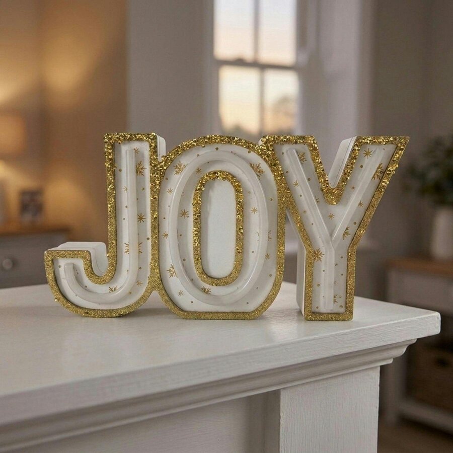 Garden Greatness Glittering LED Joy Christmas Light Sign