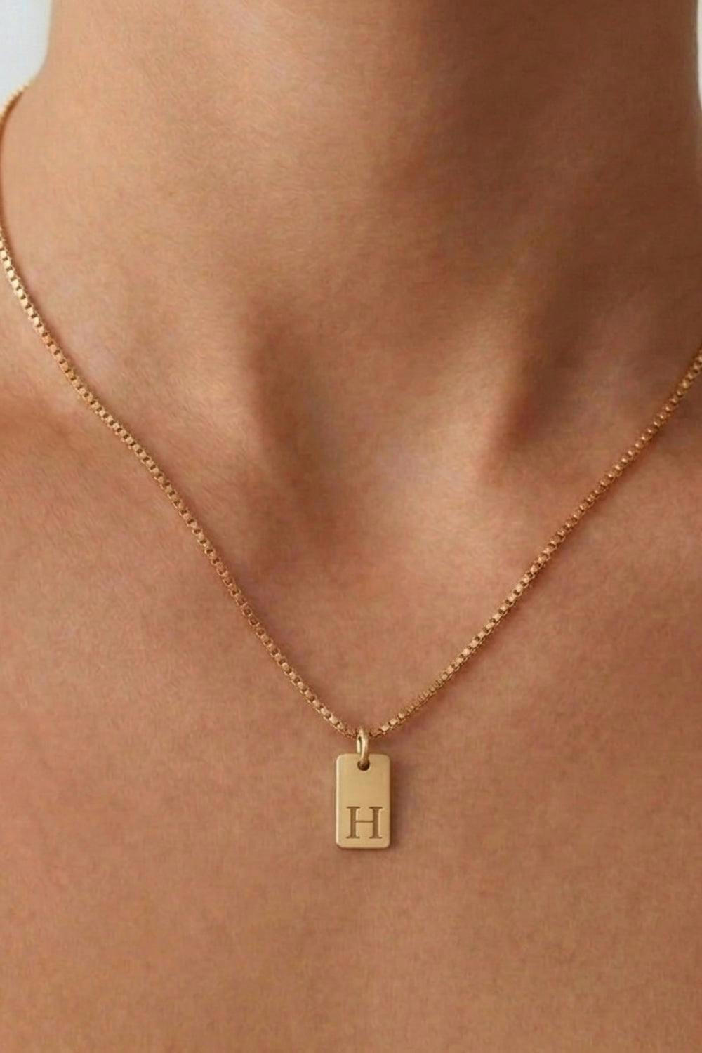 Serla Initial Pendant Gold Plated Necklace Letter H