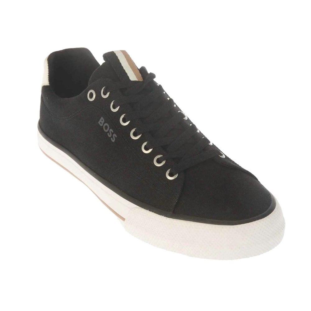 Boss Mens Aiden Leather Tennis Trainers - Black