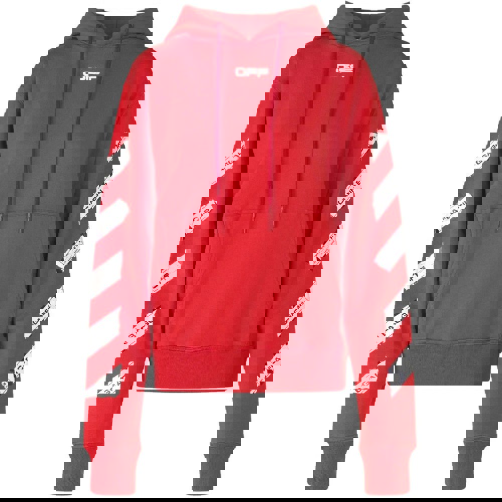 Off-White Airport Tape Diag Red Hoodie