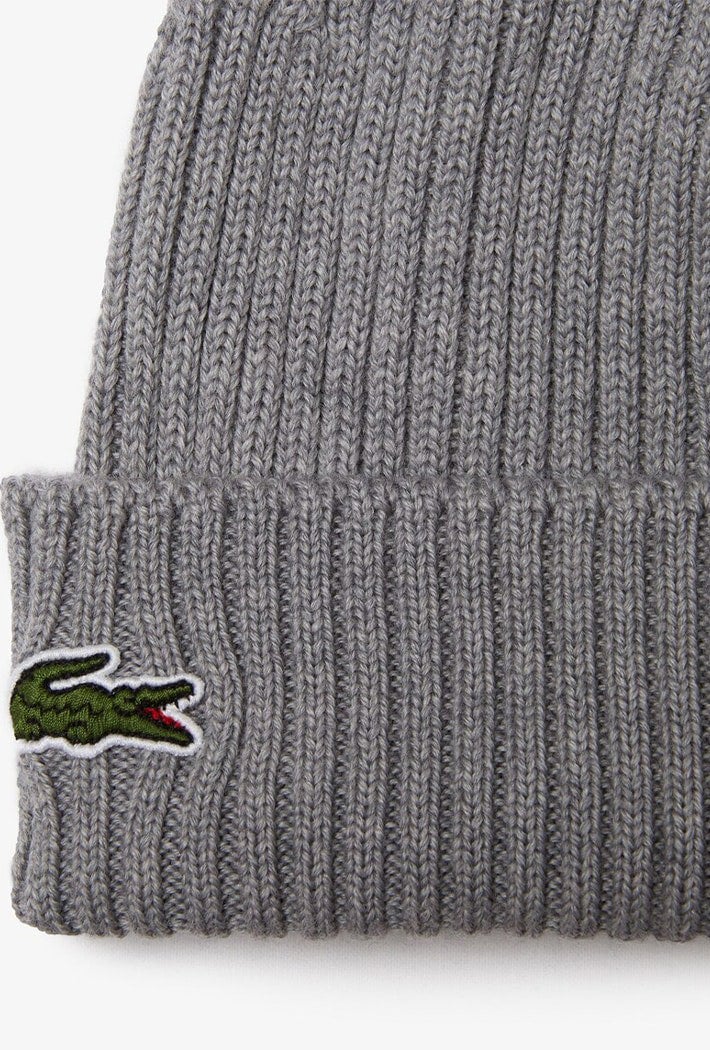 Lacoste Men's Rib Knit Brushed Wool Beanie