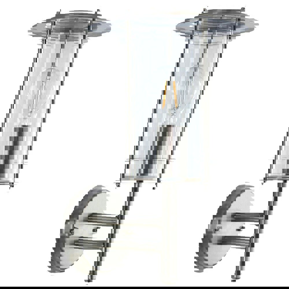 IP44 Outdoor Wall Light Stainless Steel Modern Lantern Glass Round Outdoor Lamp Loops
