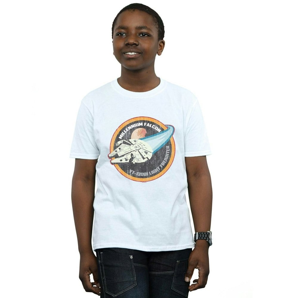 Star Wars Boys Millennium Falcon Badge T-Shirt - White