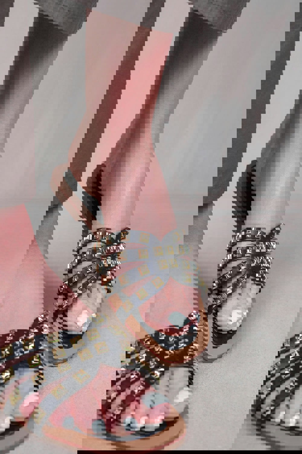 Where's That From Edriah Studded Gladiator Sandals With Metallic Studs in Black