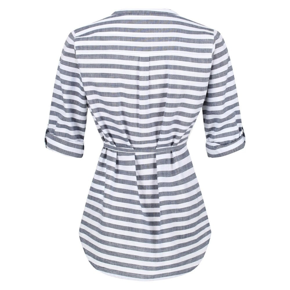 Regatta Women's Malaya Stripe Long-Sleeved Shirt - White/Navy