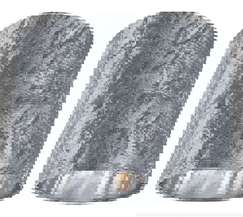Modern Silver Crushed Velvet 12" Table/Pendant Lampshade with Shiny Silver Inner Image 1