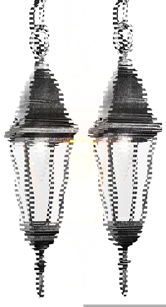 Black/Silver Cast Aluminium IP44 Outdoor Hanging Lantern Image 1