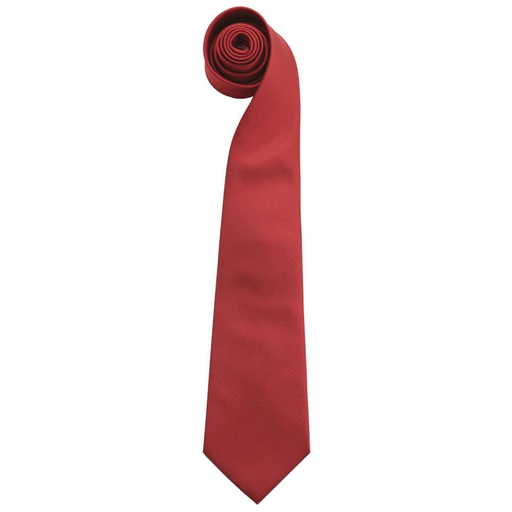 Premier Mens “Colours” Plain Fashion / Business Tie - Red - One Size - Red