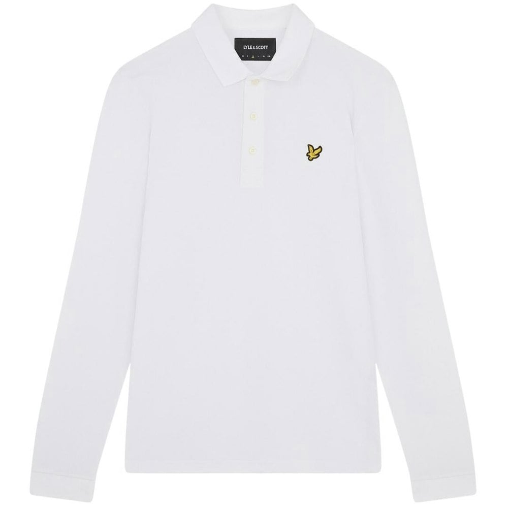 Lyle & Scott Plain White Long Sleeved Polo Shirt