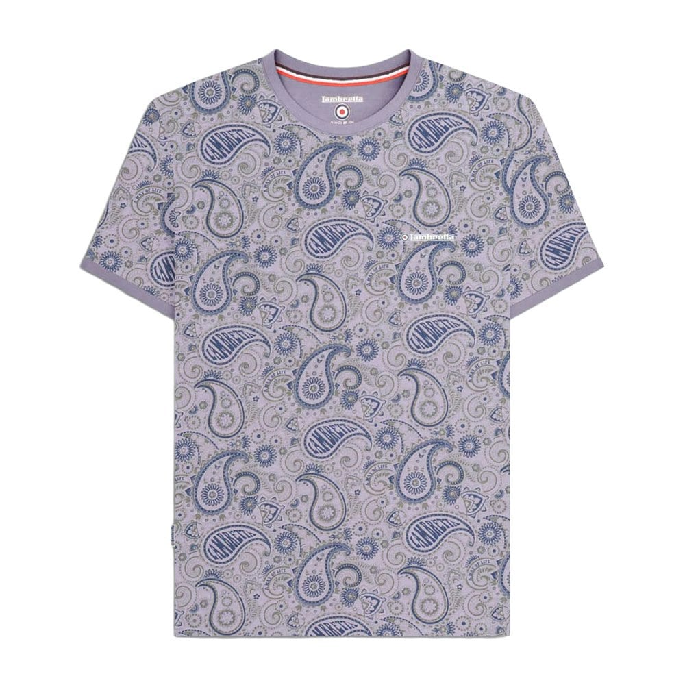 Lambretta Mens SS25 Paisley T-Shirt - Dusk/Grey