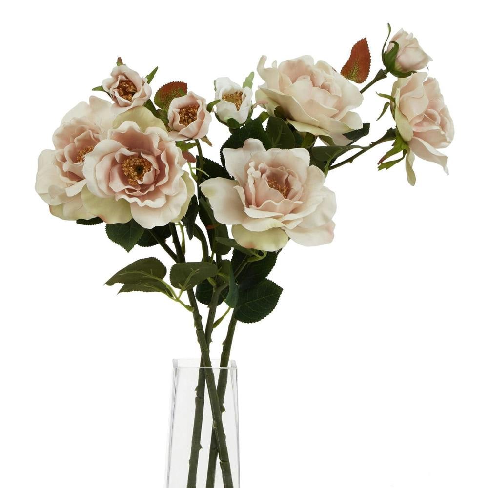 Wyld Haus Set of 3 Artificial Flowers Palest Blush Tea Rose Stems