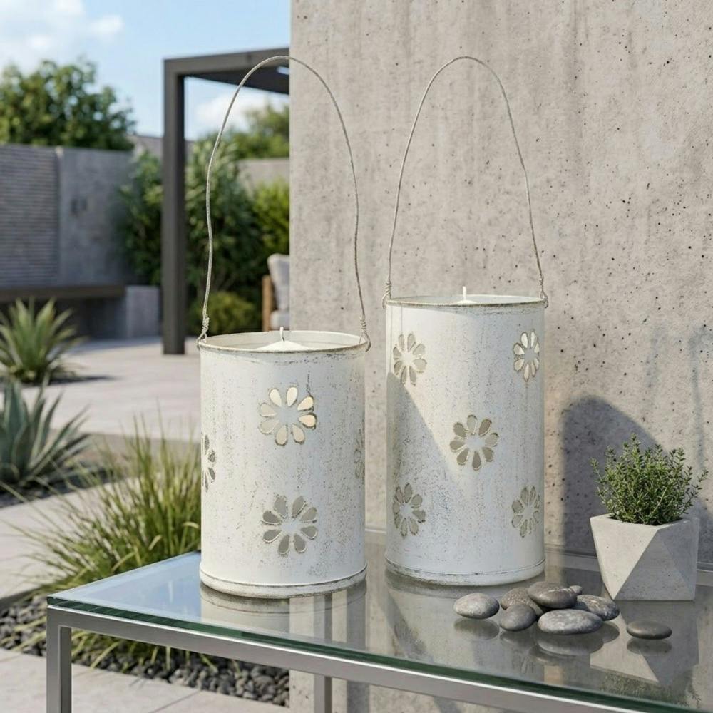 Garden Greatness Duo Rustic Floral Hanging Lanterns