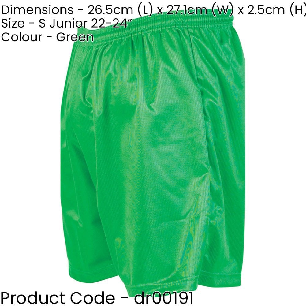 S - GREEN Junior Sports Micro Stripe Training Shorts Bottoms - Unisex Football