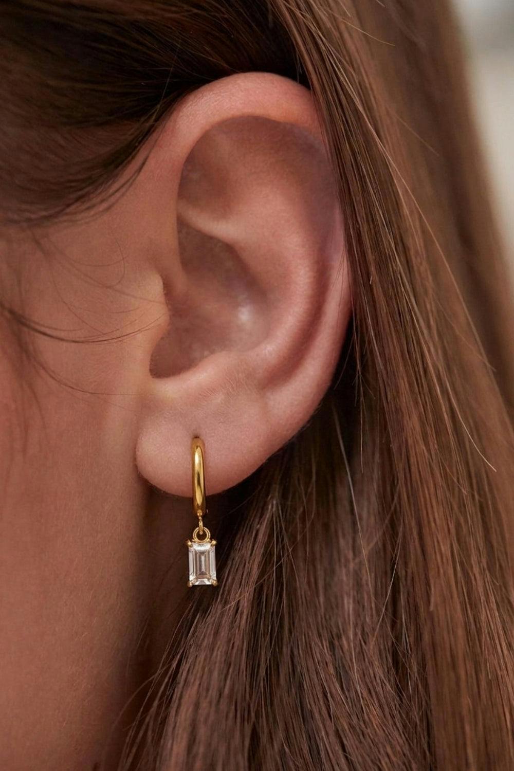 Serla Gold Plated Diamante Charm Hoop Earrings