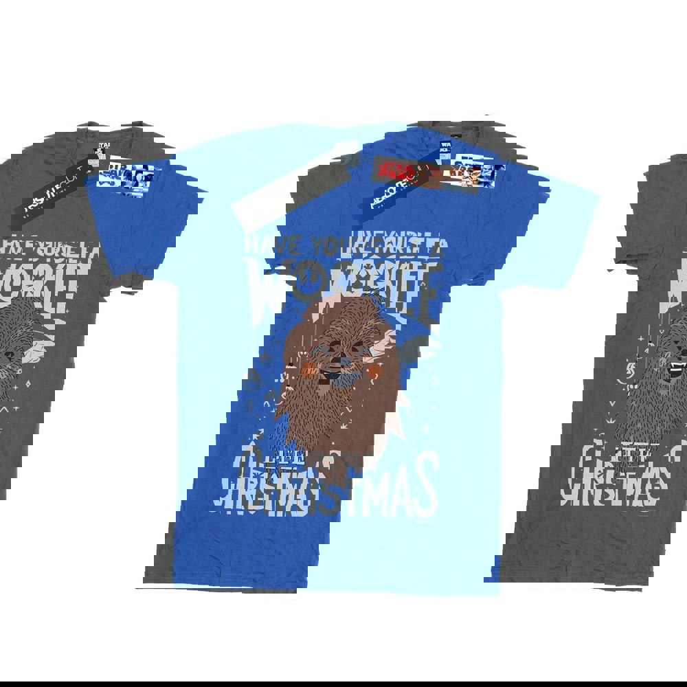 Star Wars Boys Wookiee Little Christmas T-Shirt - Royal Blue