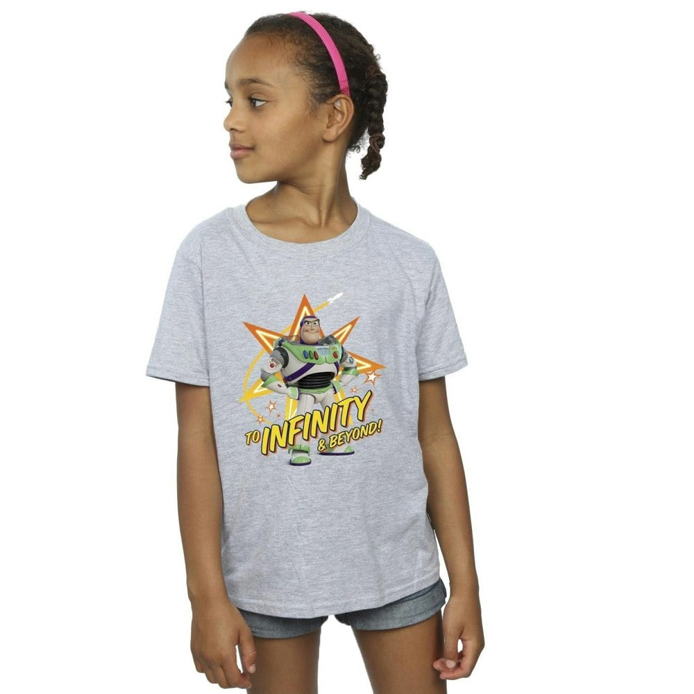 Disney Girls Toy Story Buzz To Infinity Cotton T-Shirt - Sports Grey