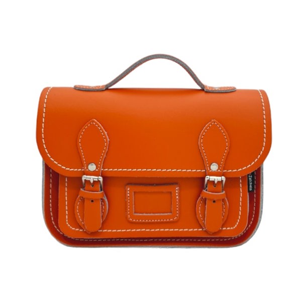 Zatchels Leather Midi Satchel - Orange