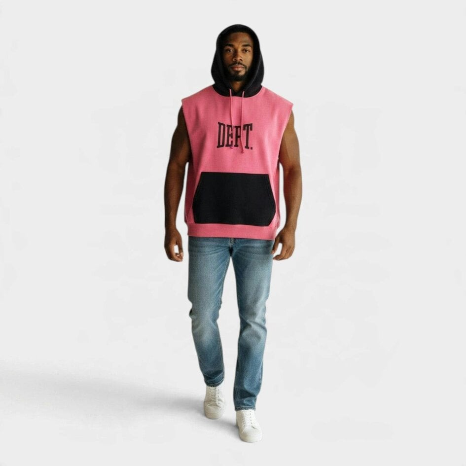 Logo Gym Cut Off Hoodie Flo Pink Black