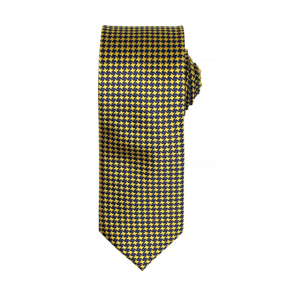 Premier Mens Puppy Tooth Formal Work Tie - Gold - One Size - Gold