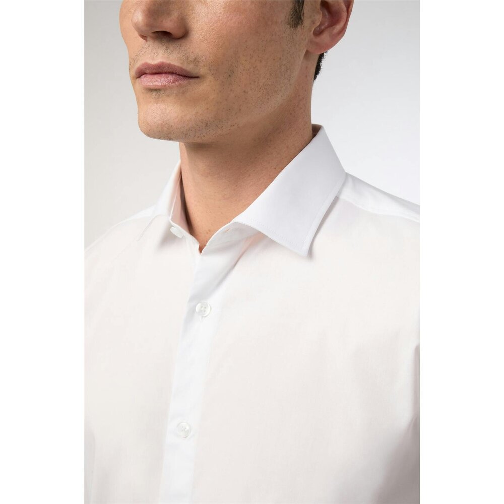 Limehaus Tailored Fit White Stretch Short Sleeve Shirt