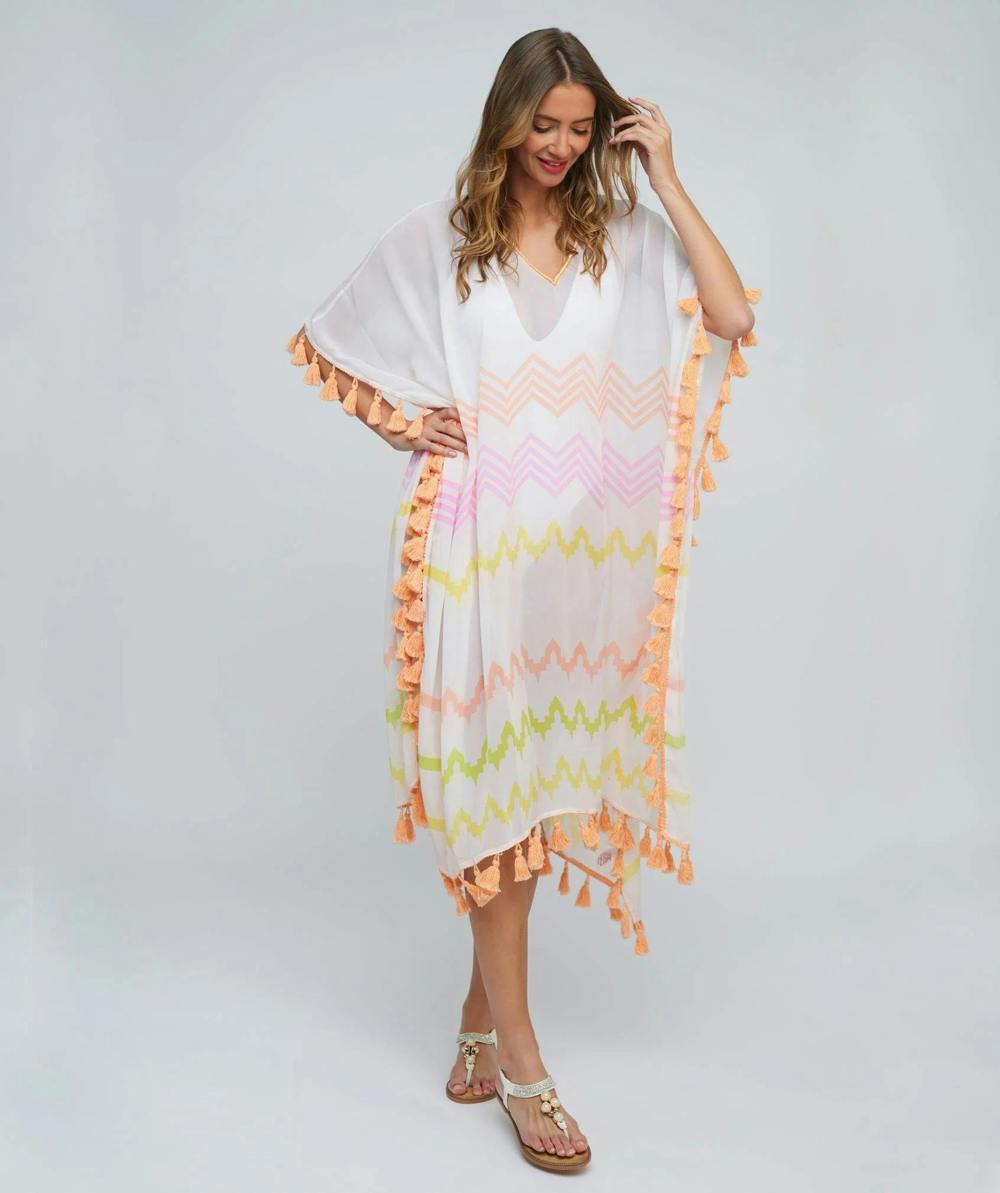Pia Rossini Kyana - Kaftan Beach Cover-up - One size - Coral Red