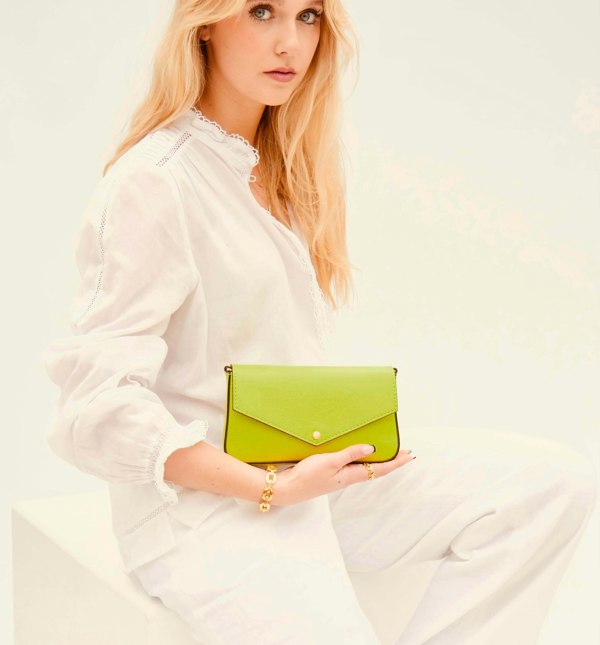 Apatchy London The Munro Leather Shoulder Bag - Lime Green