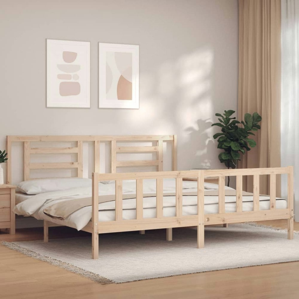 Berkfield Bed Frame with Headboard 200x200 cm Solid Wood
